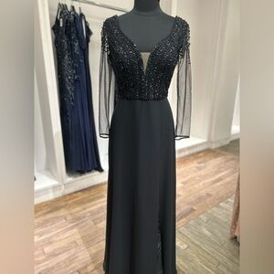 Adrianna Papell Black Beaded Dress